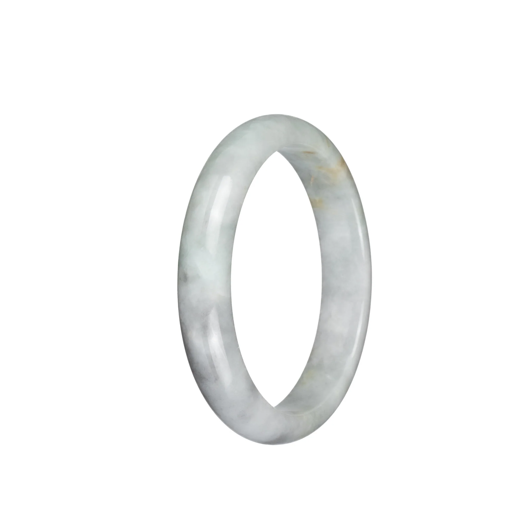 Real Type A Grey with Light Green Burma Jade Bangle - 55mm Half Moon - Image 2