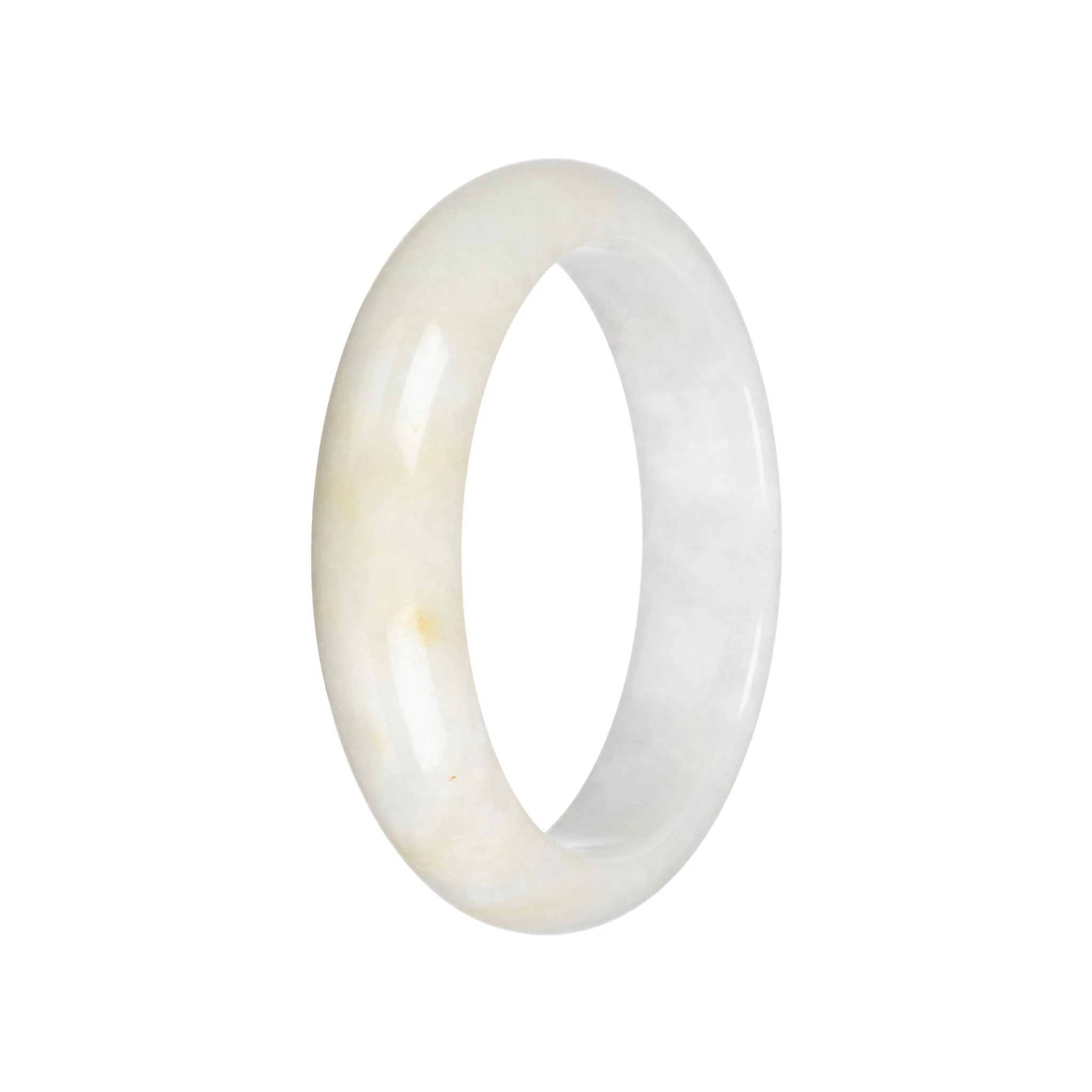 Real White Jade Bangle Bracelet - 59mm Half Moon - Image 2
