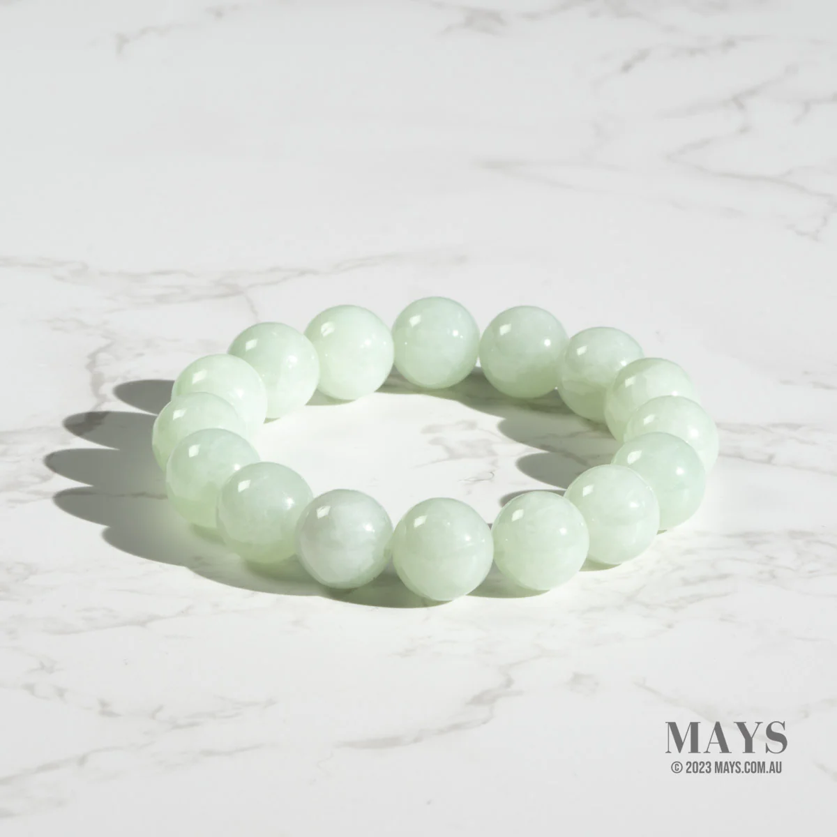 Translucent Light Green Jadeite Jade Bead Bracelet - 12mm - Image 3
