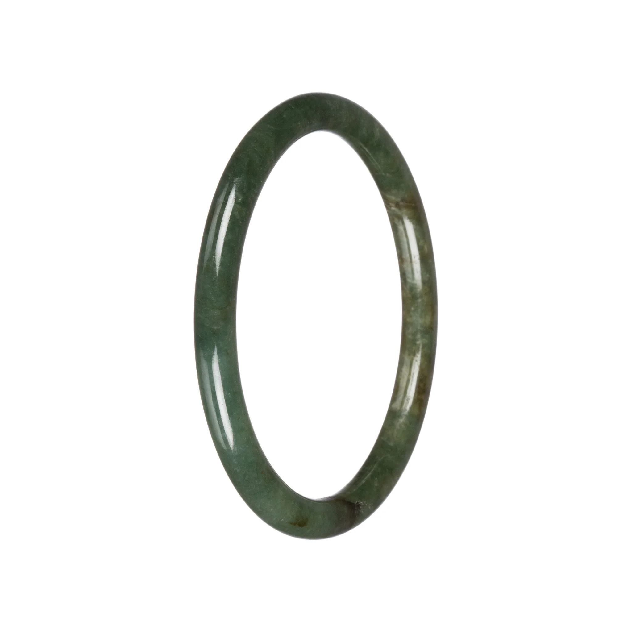 Untreated Green Jade Bangle - 61mm Petite Round - Image 2