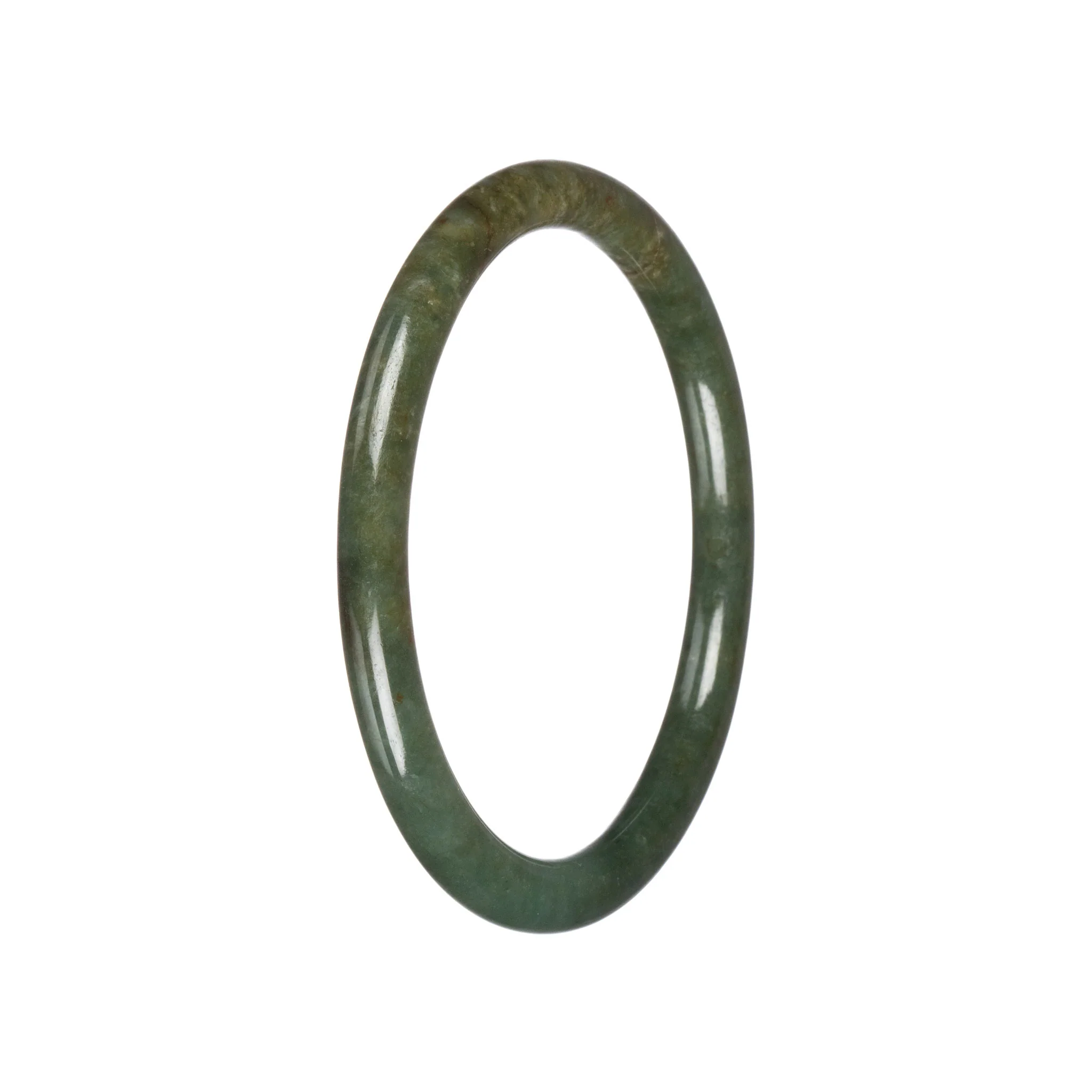 Untreated Green Jade Bangle - 61mm Petite Round - Image 3