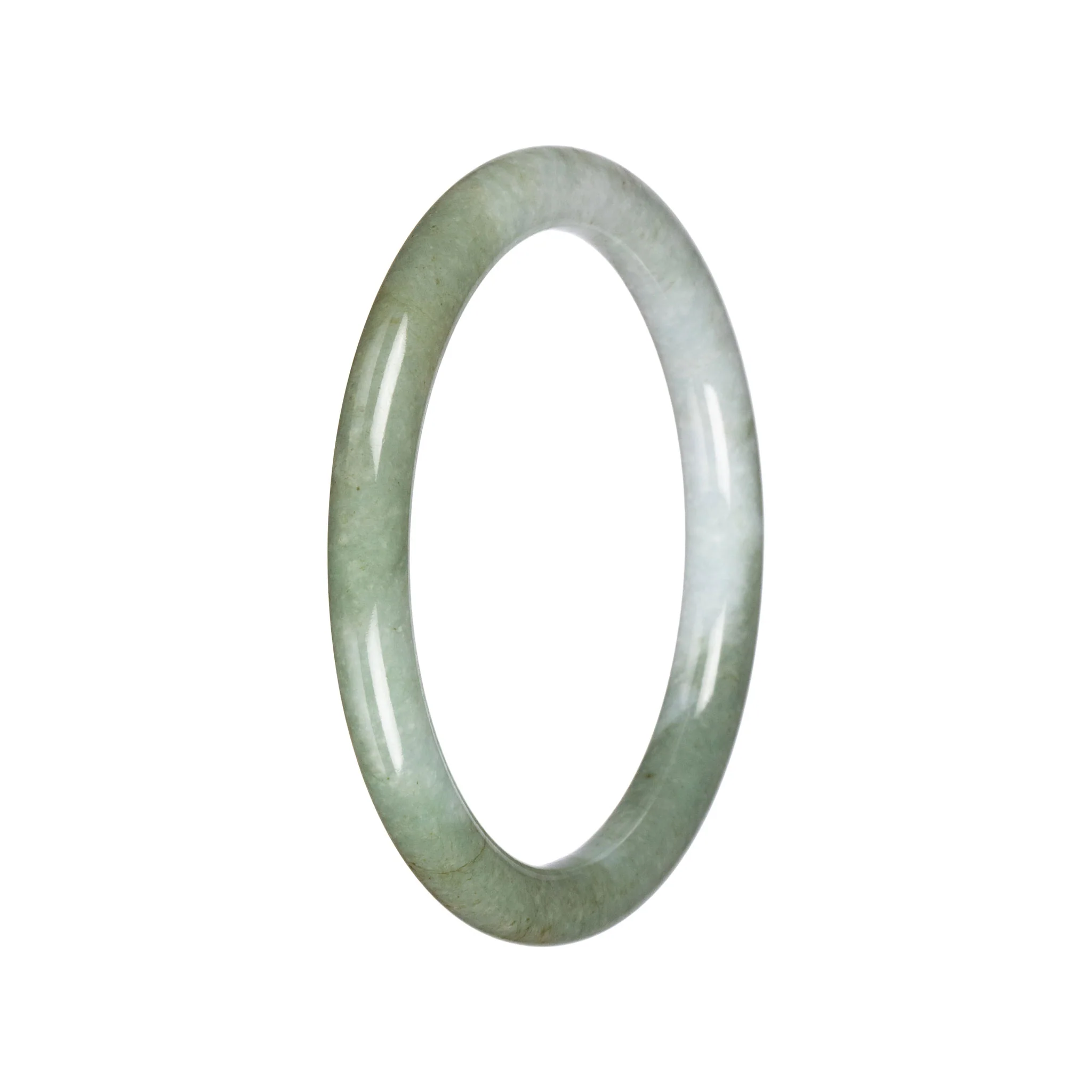 Untreated Pale Green and Green Pattern Jadeite Jade Bangle - 63mm Petite Round - Image 2