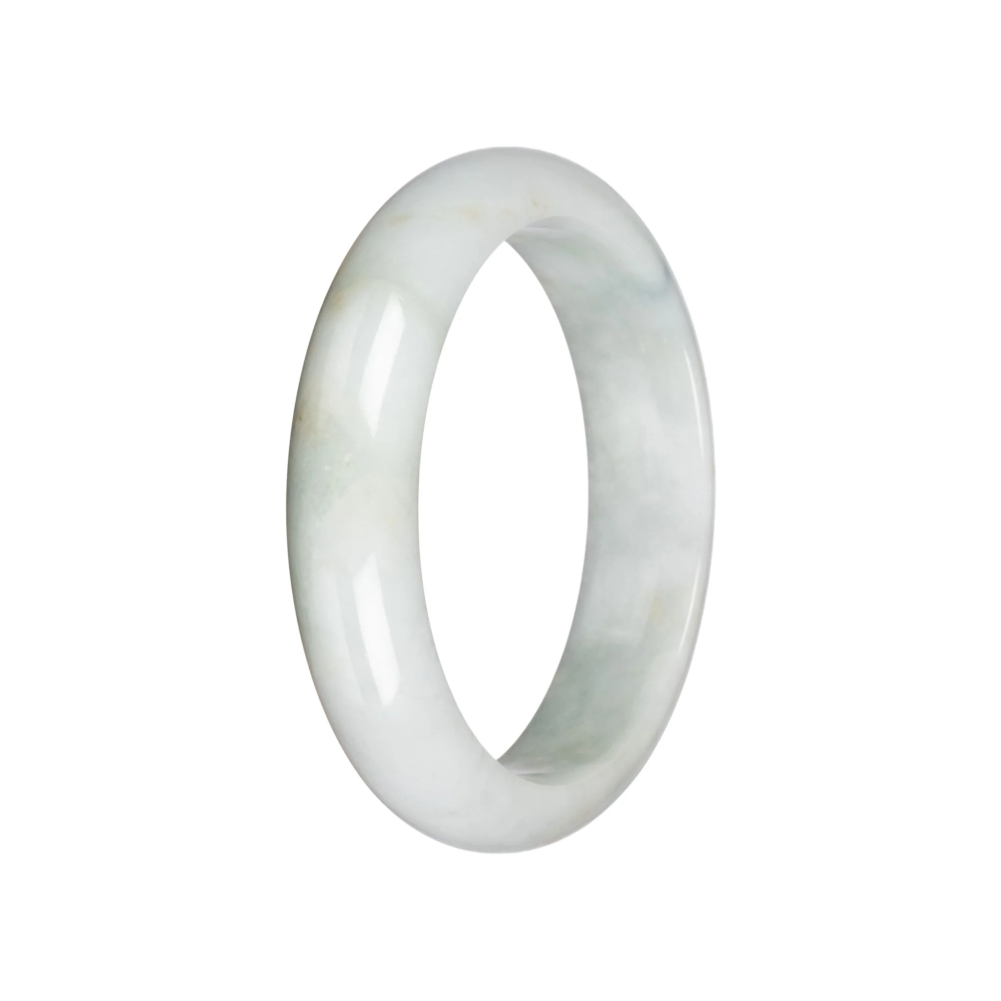 Untreated Pale Green Jadeite Bangle - 59mm Half Moon - Image 2