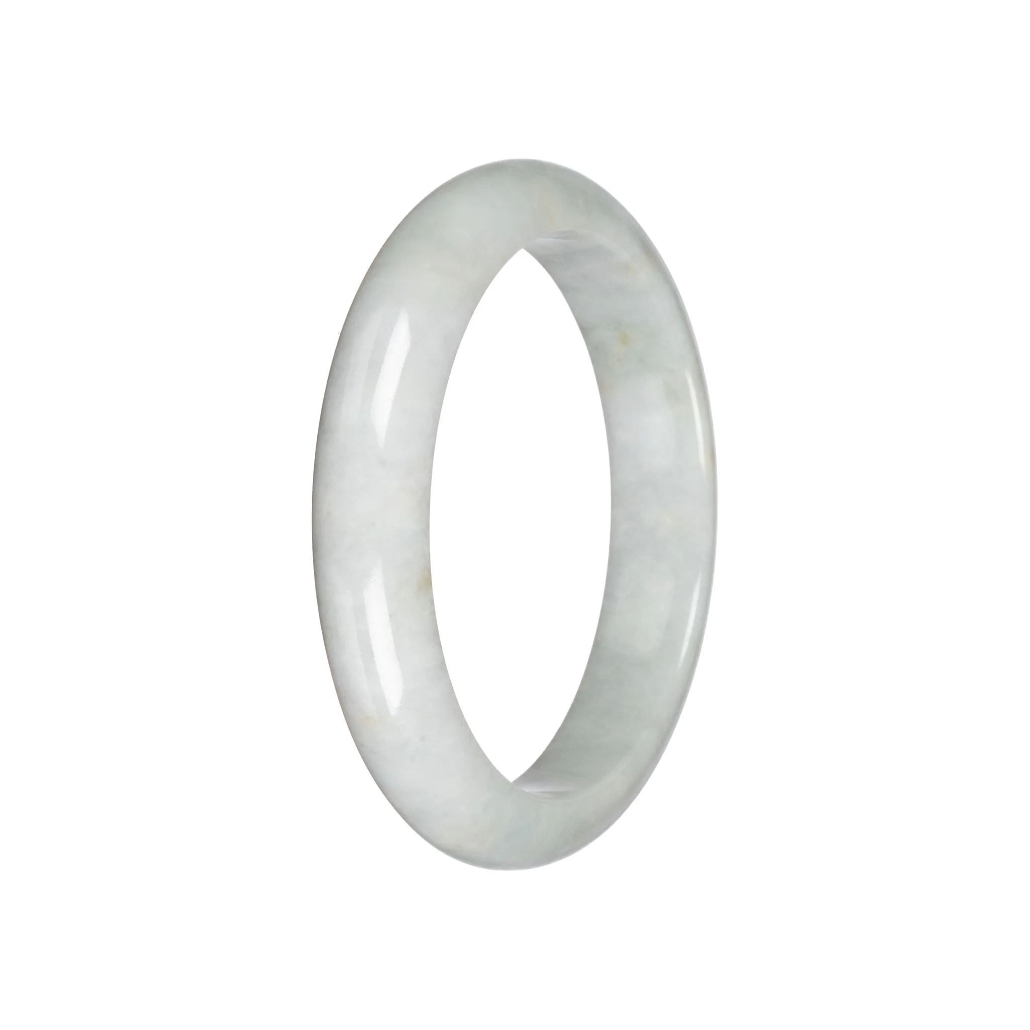 Untreated Pale Green Traditional Jade Bangle - 59mm Half Moon