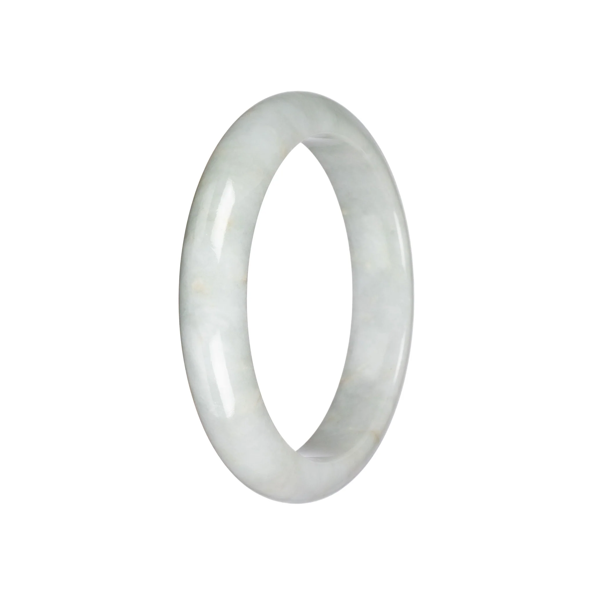 Untreated Pale Green Traditional Jade Bangle - 59mm Half Moon - Image 3