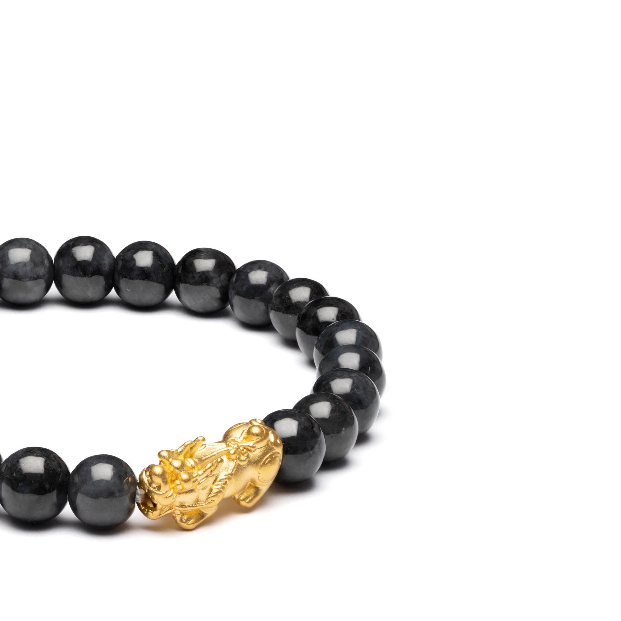 Wealth Guardian Jade Bracelet with Grey and Black Burmese Jadeite - Image 2