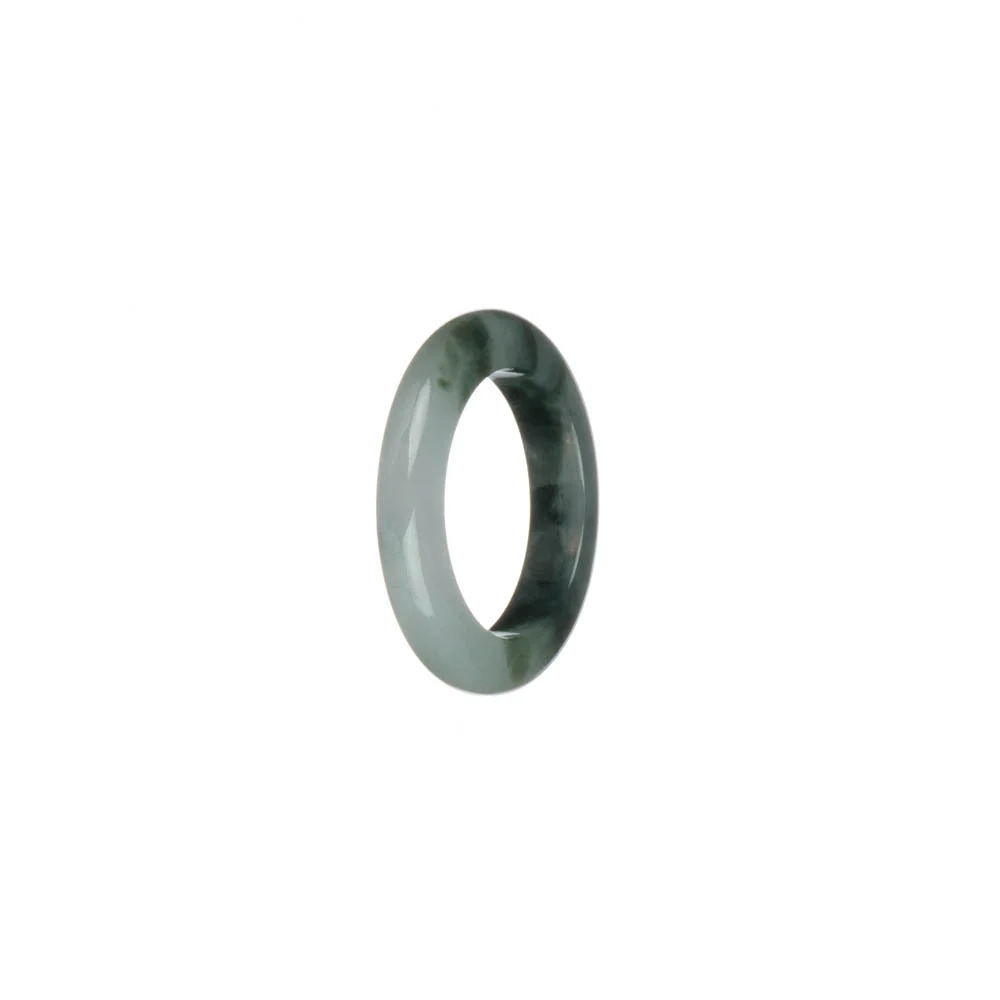 Certified White and Dark Green Burma Jade Ring  - US 7.25 - Image 2