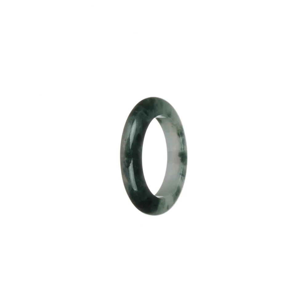 Certified White and Dark Green Burma Jade Ring  - US 7.25 - Image 3