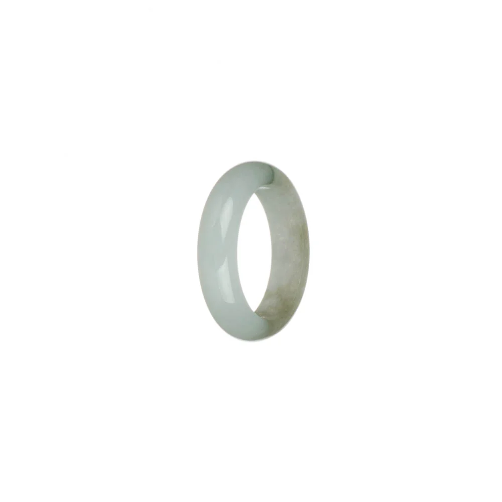 Authentic White and Green Pattern Jade Ring - US 7 - Image 2