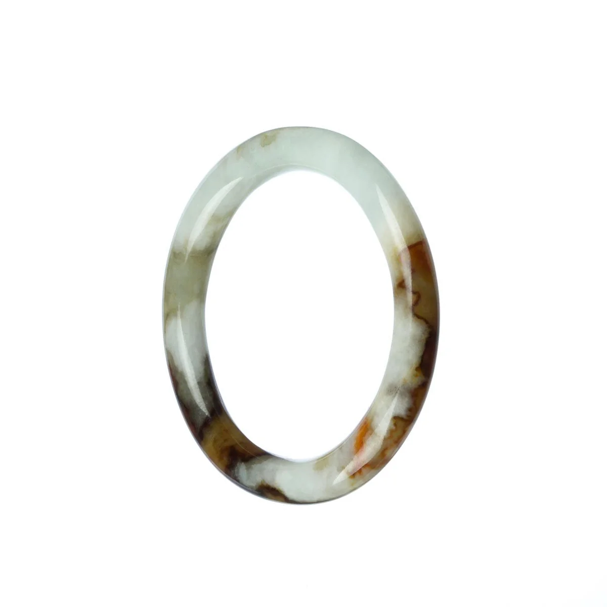 Authentic Grade A White Brown Traditional Jade Bracelet - 50mm Petite - Image 3