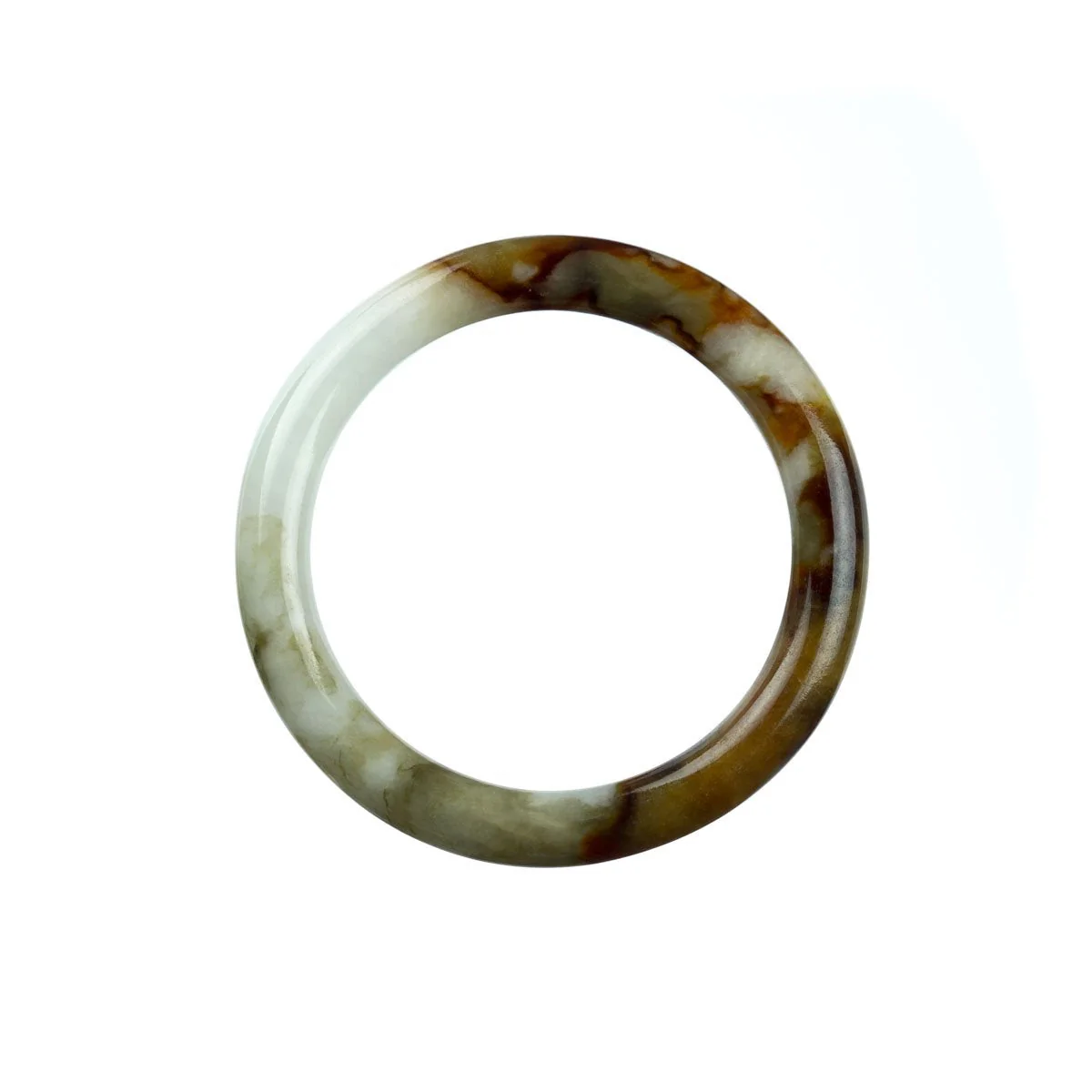 Authentic Grade A White Brown Traditional Jade Bracelet - 50mm Petite - Image 4