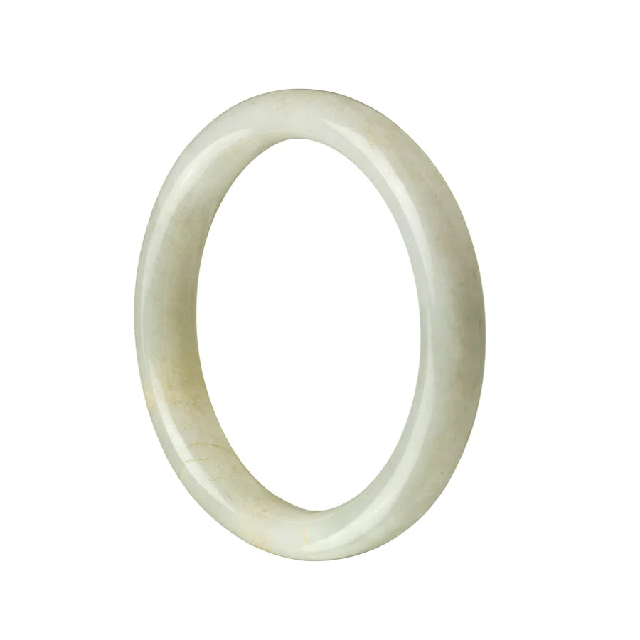 Authentic Grade A White Jade Bangle - 54mm Semi Round