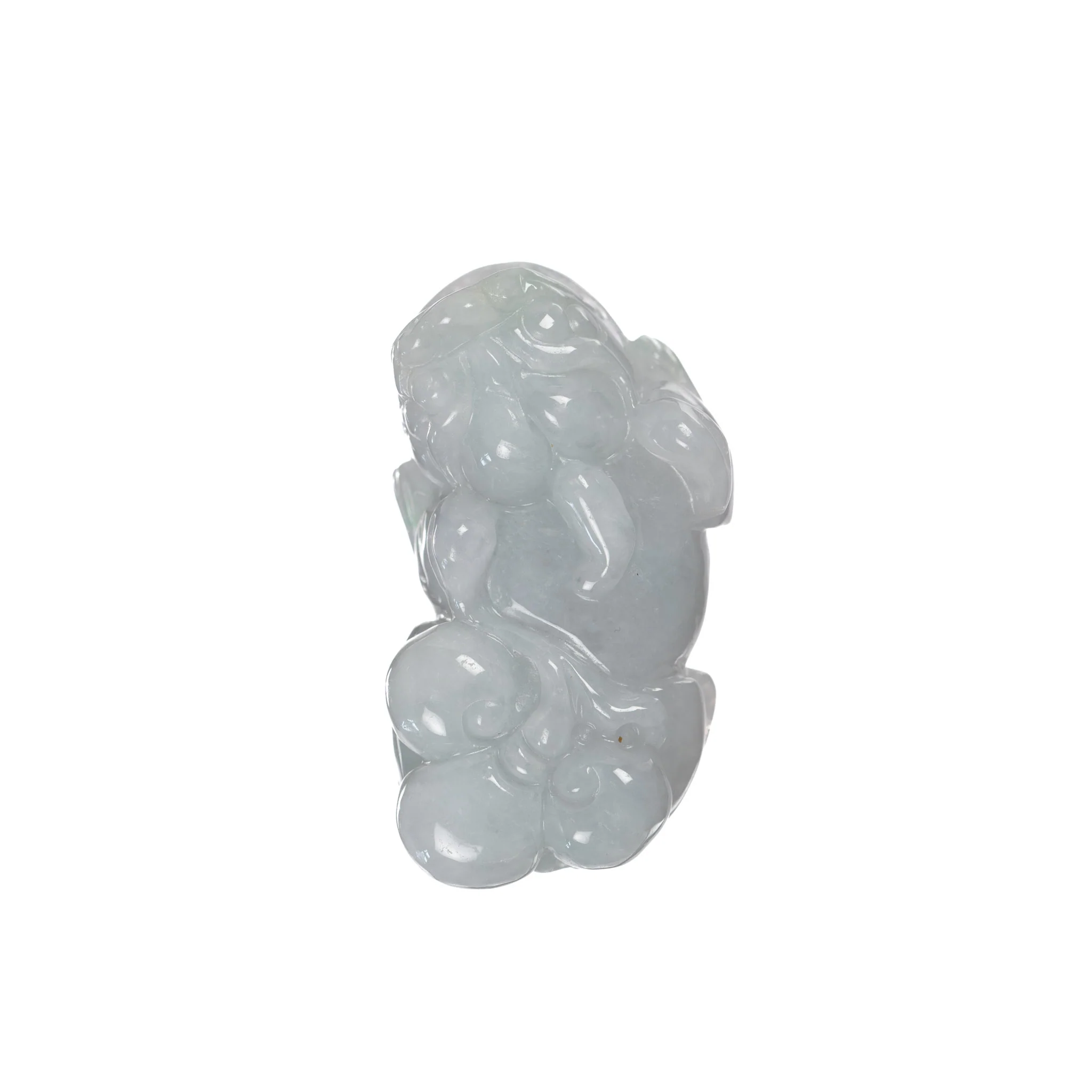White Carved PiXiu Jadeite Jade Pendant