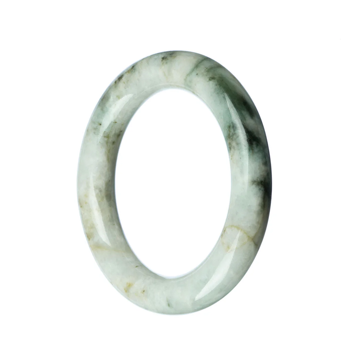 Real Grade A White Green Jade Bracelet - 57mm Round