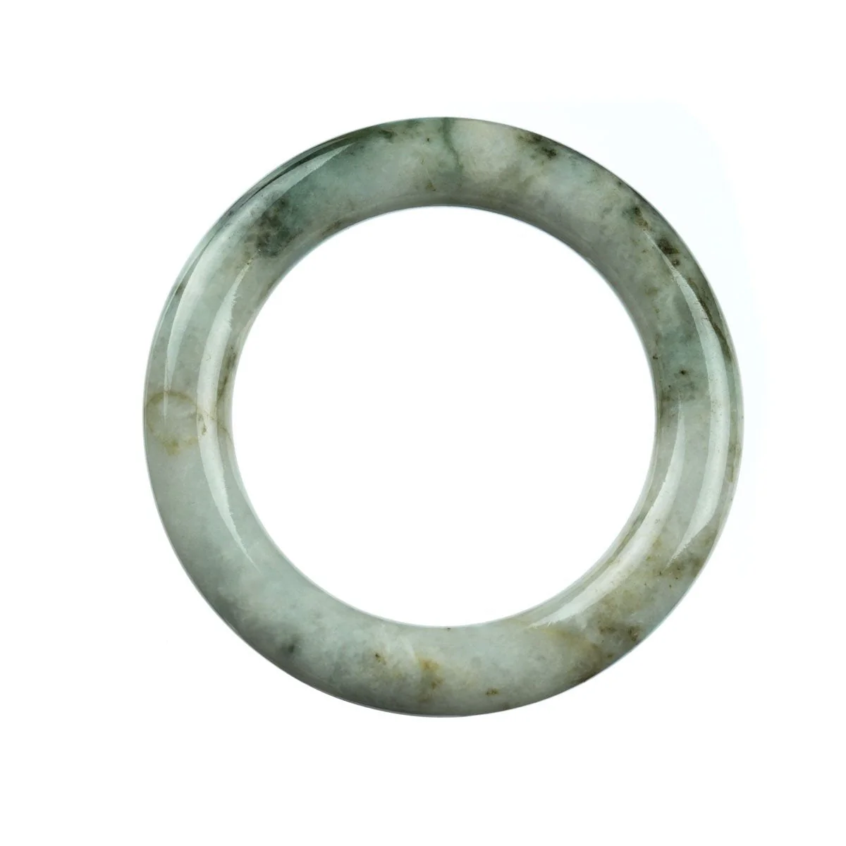 Real Grade A White Green Jade Bracelet - 57mm Round - Image 4