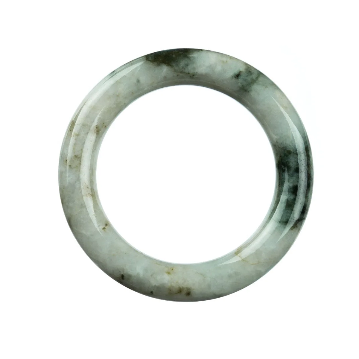 Real Grade A White Green Jade Bracelet - 57mm Round - Image 5