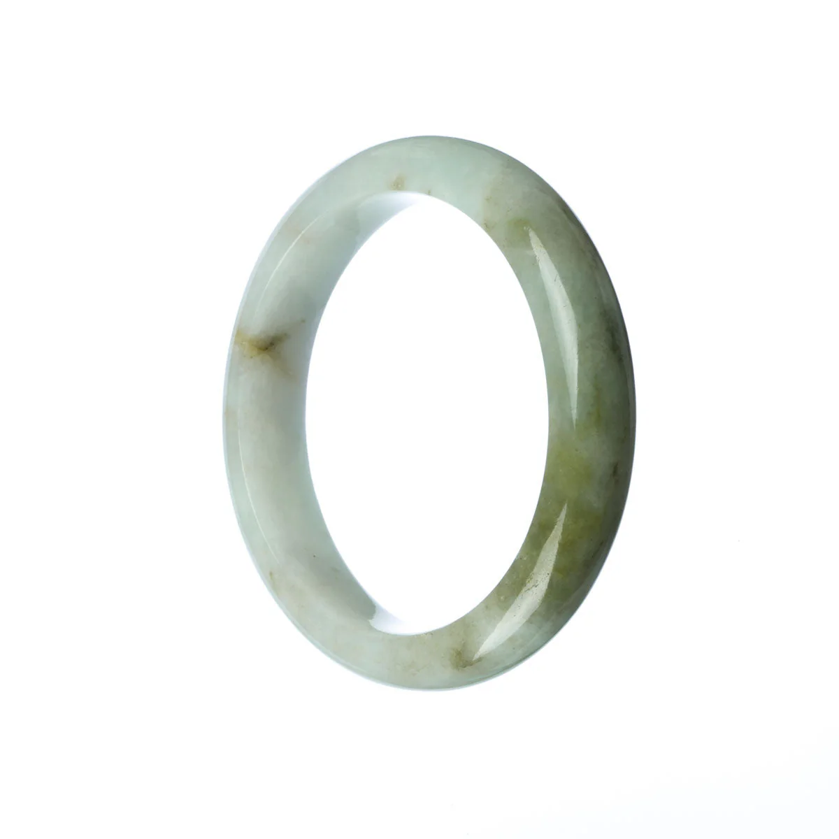 Genuine Grade A White Green Jadeite Bracelet - 55mm Half Moon