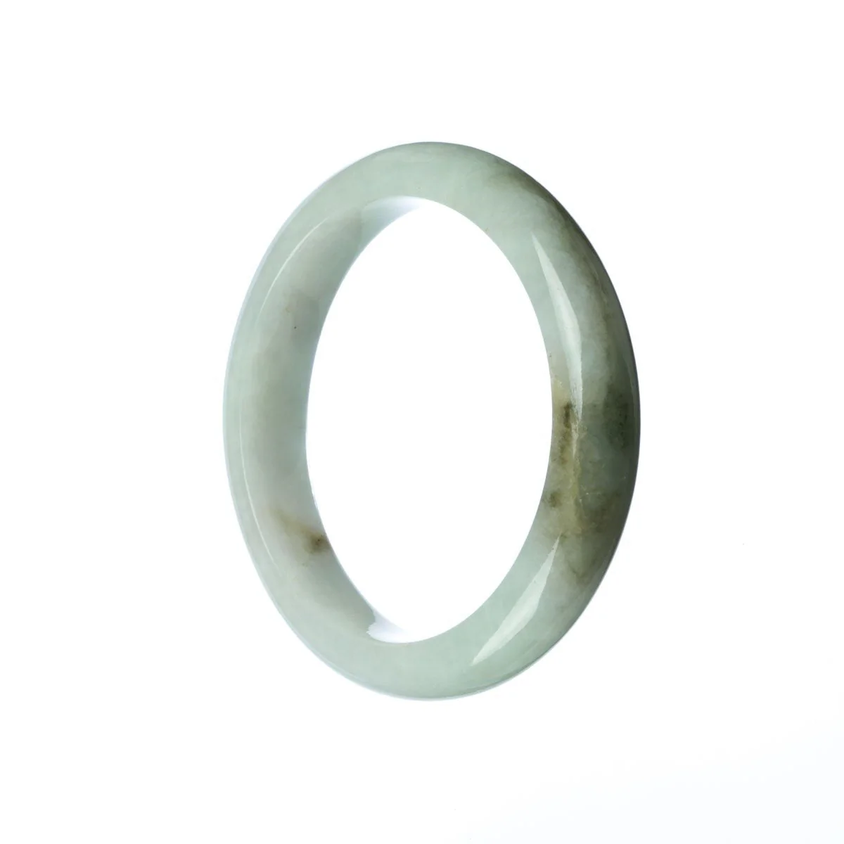 Genuine Grade A White Green Jadeite Bracelet - 55mm Half Moon - Image 2