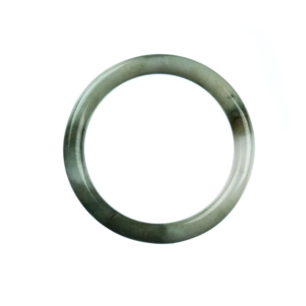 Genuine Untreated White Green Traditional Jade Bracelet - 56mm Semi Round - Image 3