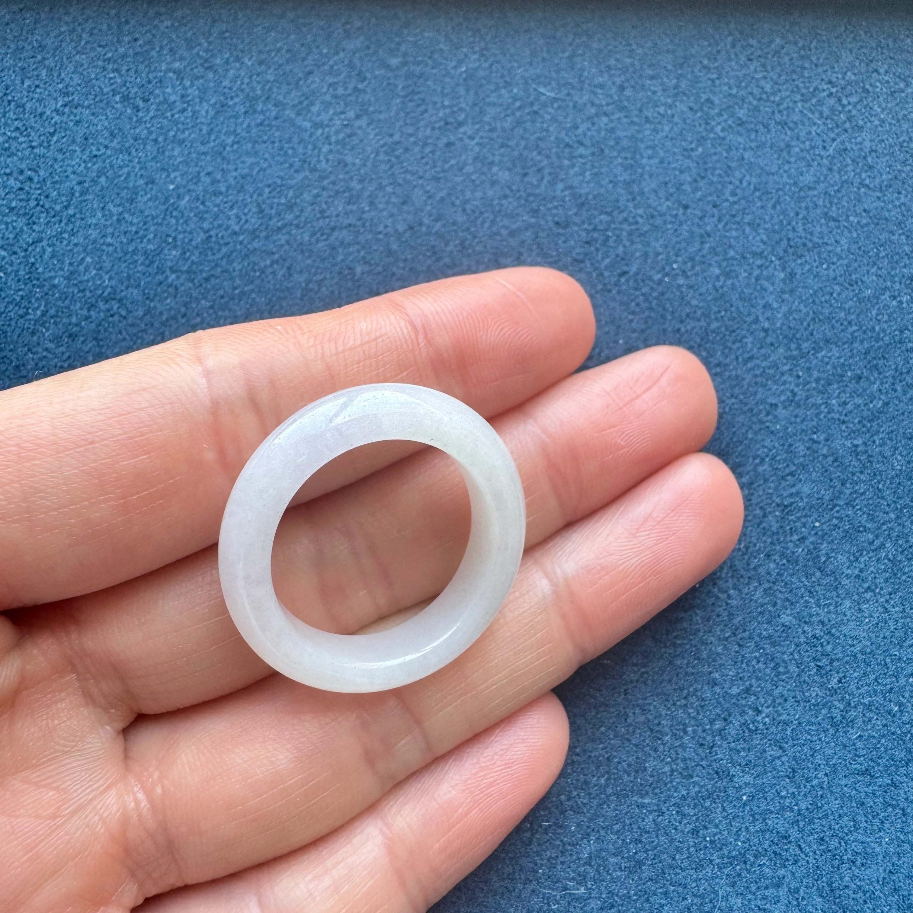 Real White Burmese Jade Band - US 9.5 - Image 5