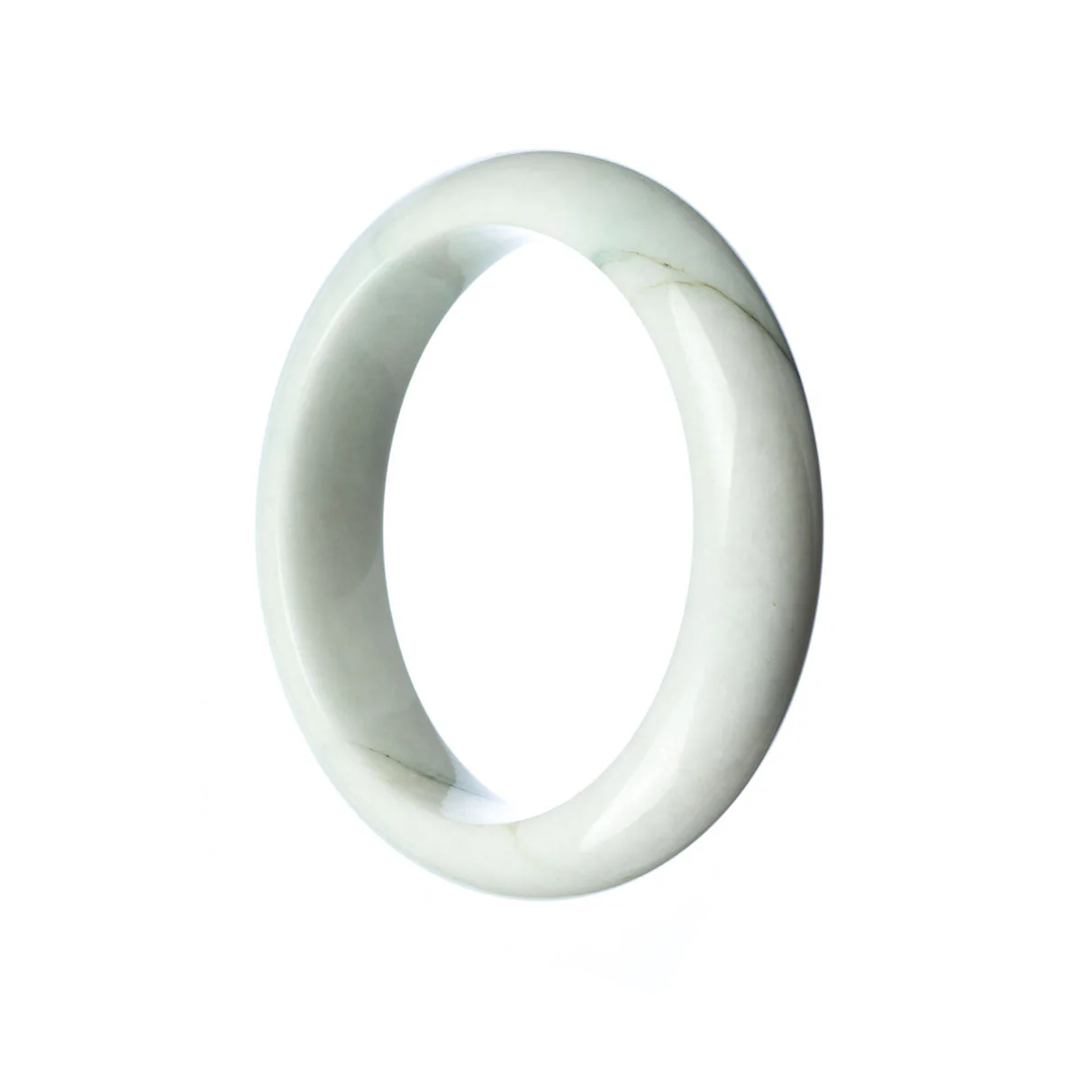 Genuine Grade A White Jade Bracelet - 58mm Half Moon - Image 2