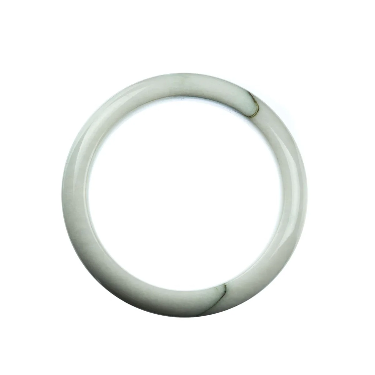Genuine Grade A White Jade Bracelet - 58mm Half Moon - Image 3