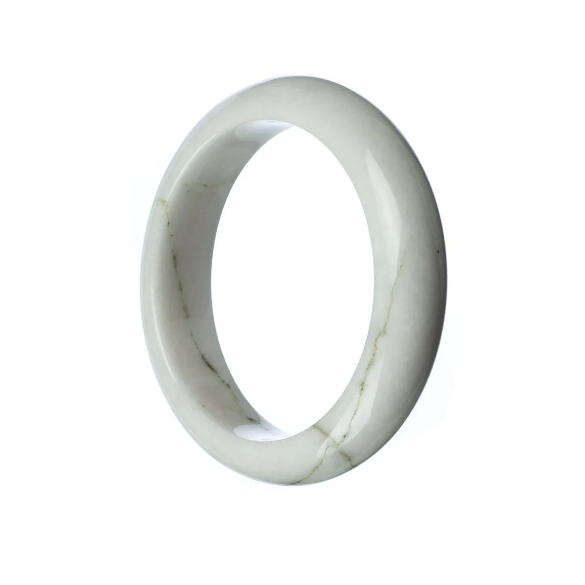 Genuine Type A White Jadeite Jade Bracelet - 58mm Half Moon - Image 2