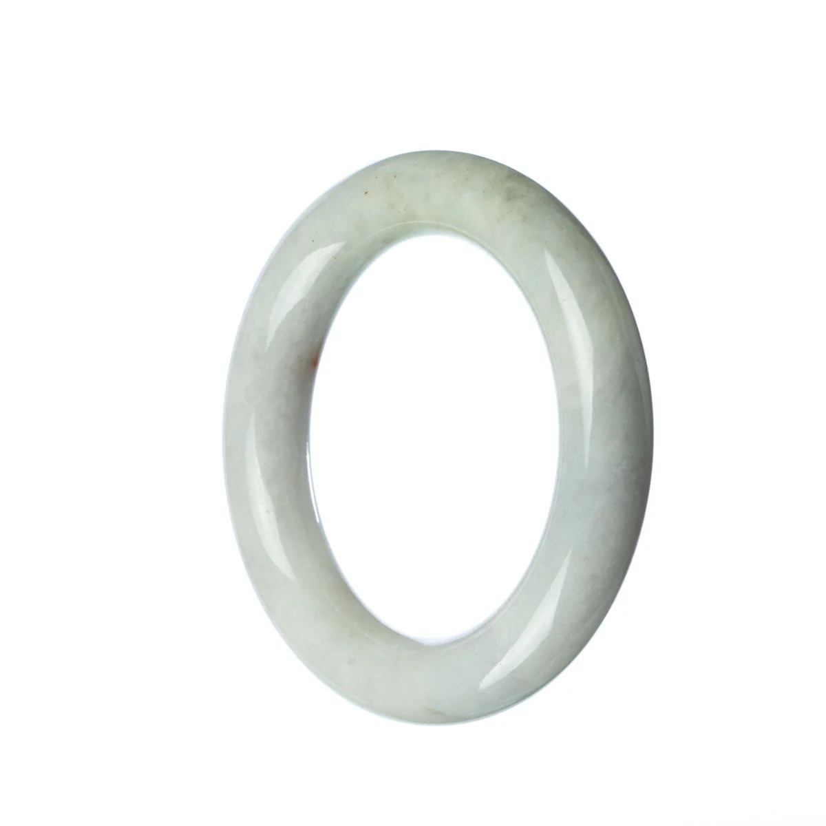 Certified Type A White Burma Jade Bangle Bracelet - 52mm Round