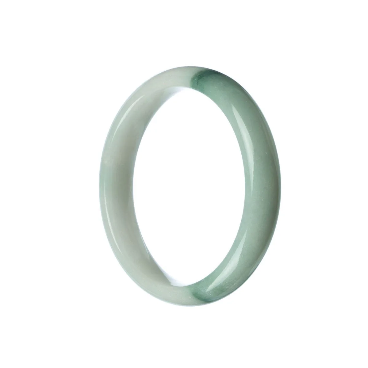 Genuine Grade A White Jadeite Bracelet - 56mm Half Moon - Image 2