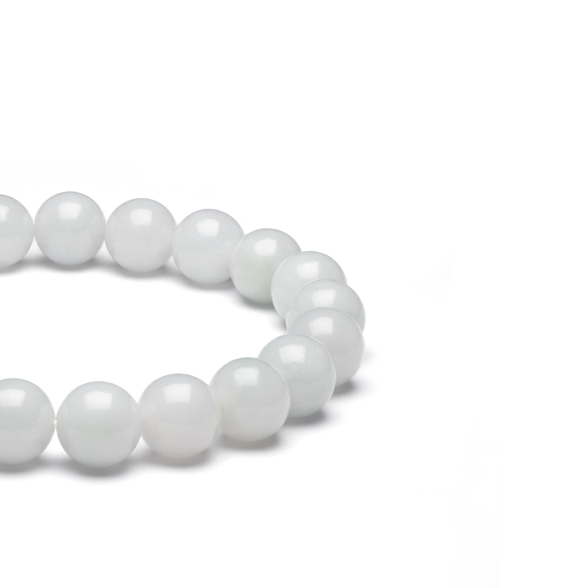 White Jadeite Jade Bead Bracelet - 10mm - Image 2