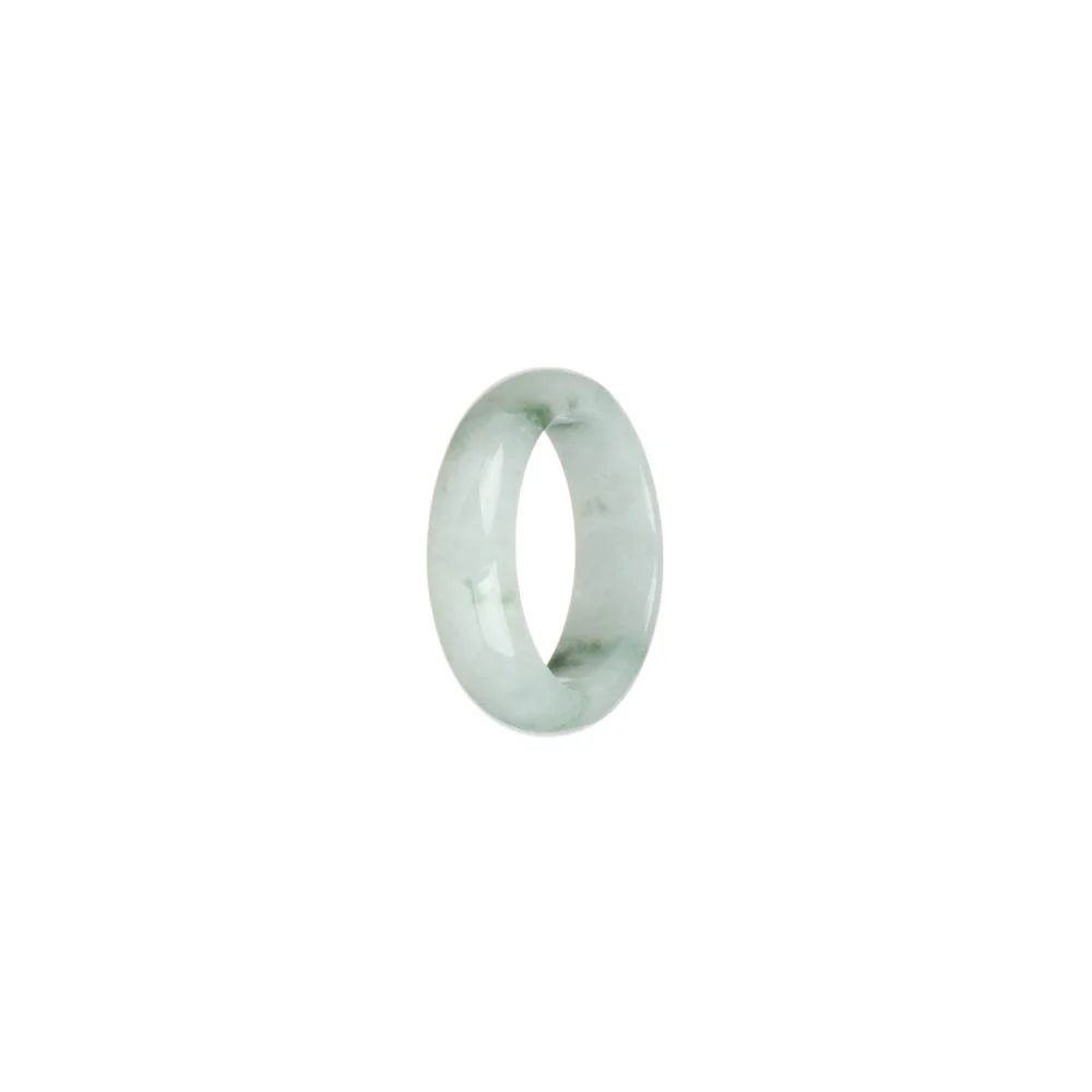 Certified White with Green Patterns Burmese Jade Band - US 6
