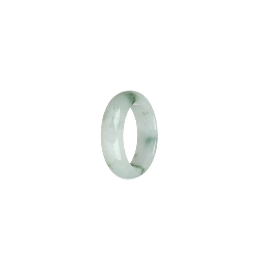 Certified White with Green Patterns Burmese Jade Band - US 6 - Image 2