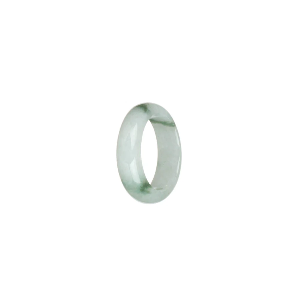 Certified White with Green Patterns Burmese Jade Band - US 6 - Image 3