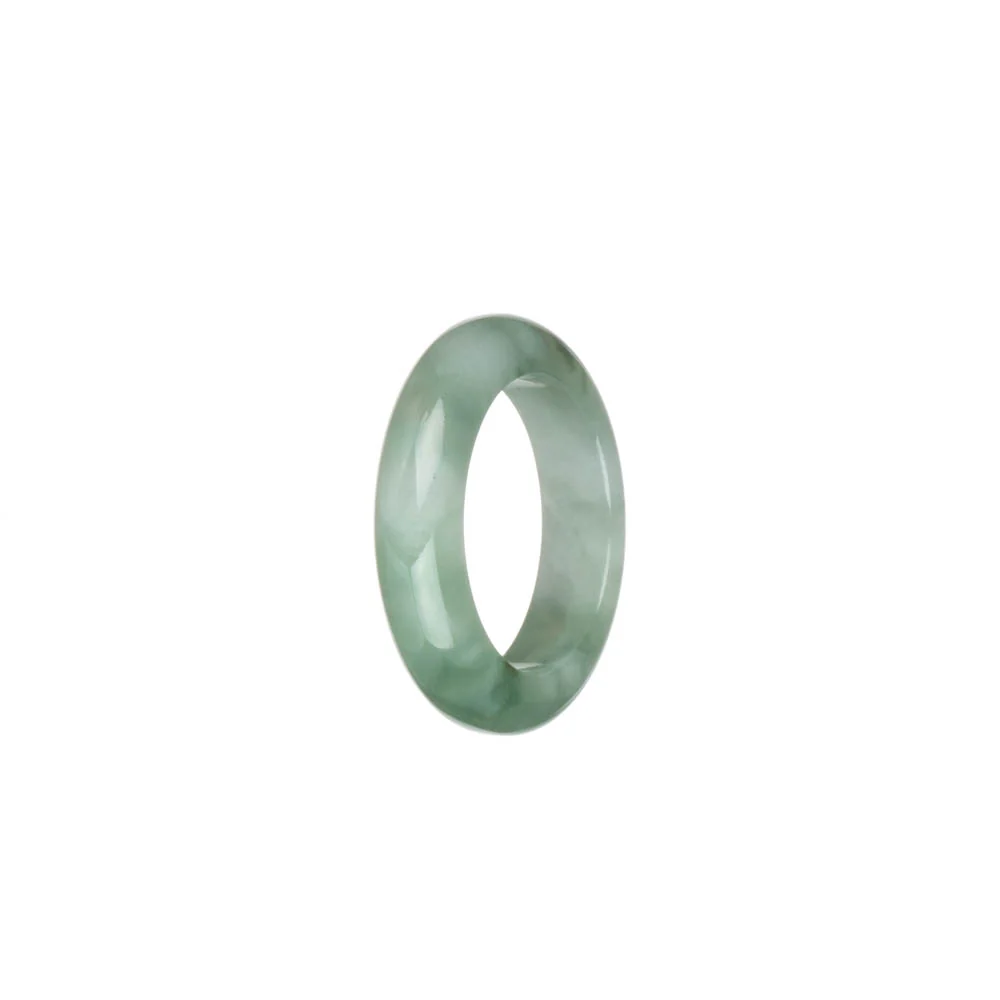 Certified White with Green Patterns Burmese Jade Band - US 9.5 - Image 3