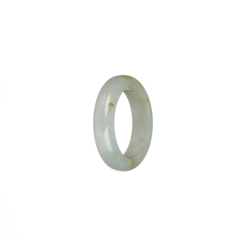 Authentic White with Light Brown Patches Burma Jade Ring - US 9.5