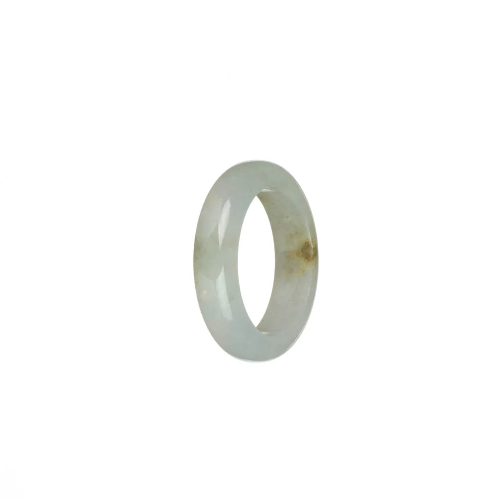 Authentic White with Light Brown Patches Burma Jade Ring - US 9.5 - Image 2