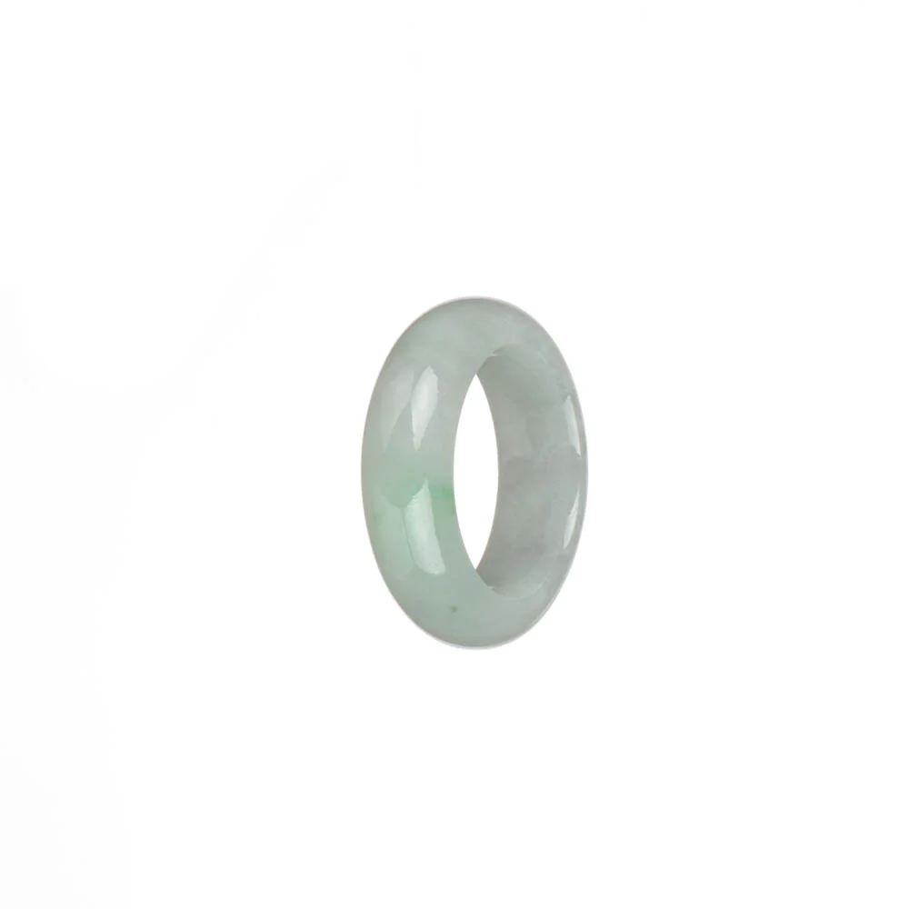 Genuine White with Light Green Patch Jadeite Jade Band - US 7 - Image 2