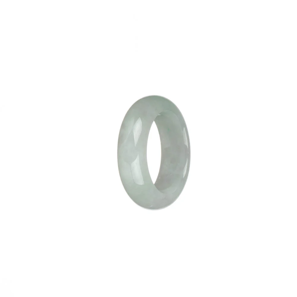 Genuine White with Light Green Patch Jadeite Jade Band - US 7 - Image 3