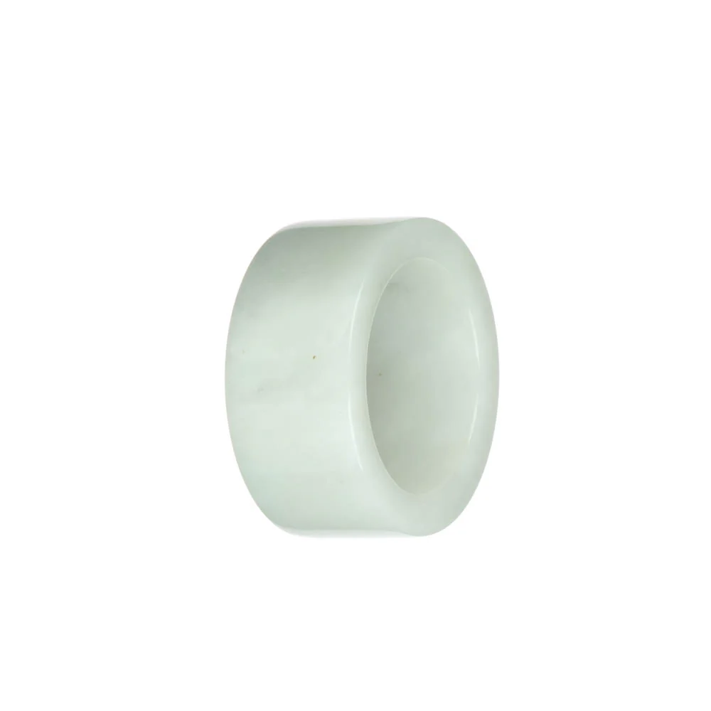 Authentic White with Pale Green Burma Jade Ring  - US 12 - Image 3