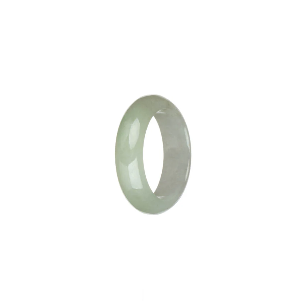 Genuine White with Pale Green with Apple Green Spot Burma Jade Ring - US 9.5 - Image 2