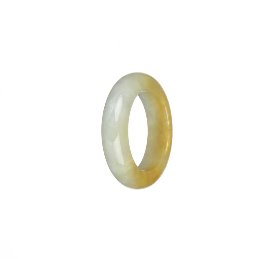 Authentic Yellow and White Burmese Jade Band - US 11 - Image 2
