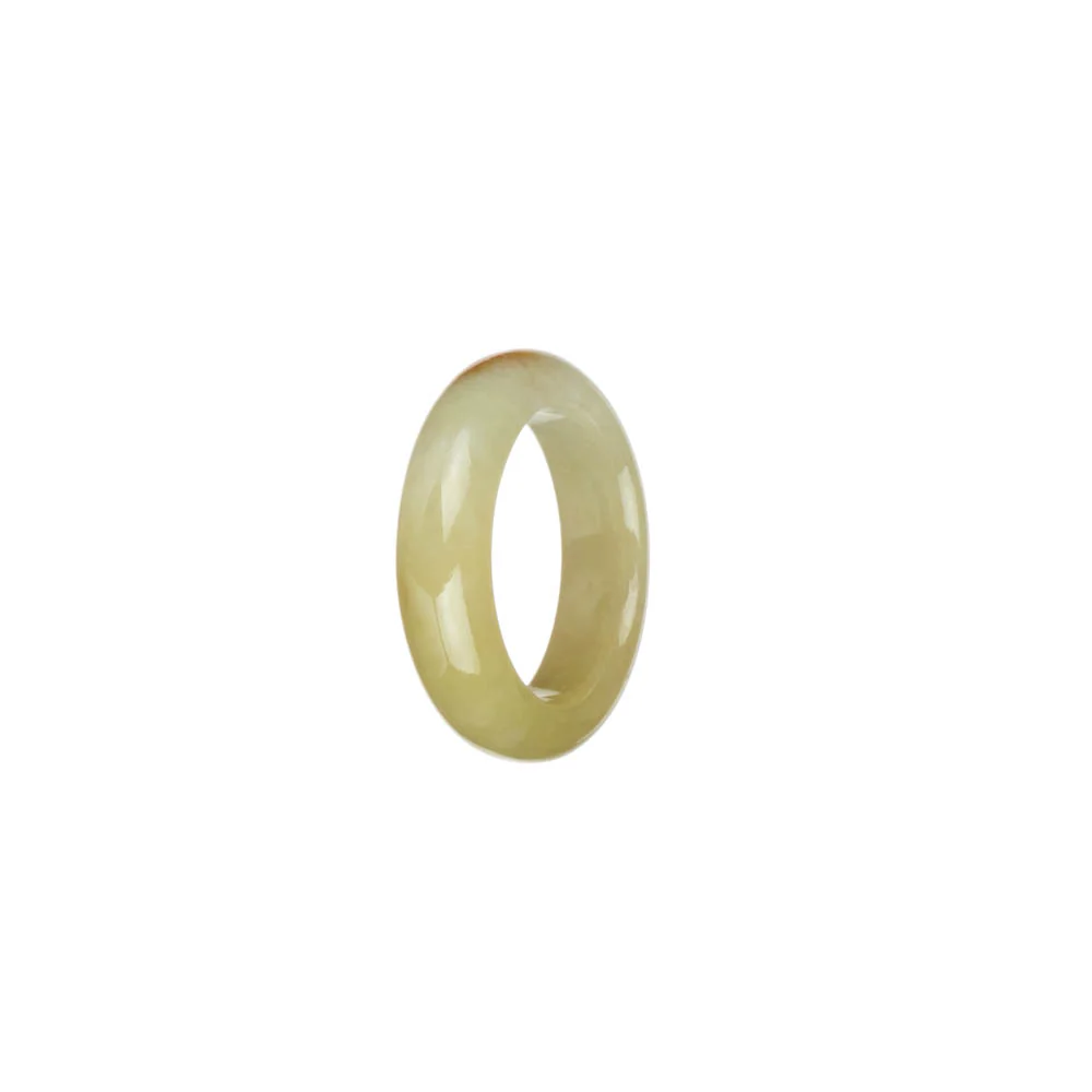 Genuine Yellow with Brown Patch Jadeite Jade Ring  - US 7 - Image 2