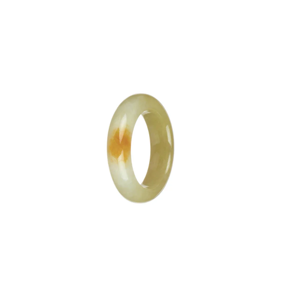 Genuine Yellow with Brown Patch Jadeite Jade Ring  - US 7 - Image 3
